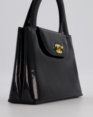 *RARE* Chanel Vintage Black Kelly Shopping Bag in Patent Leather with 24k Gold Hardware
