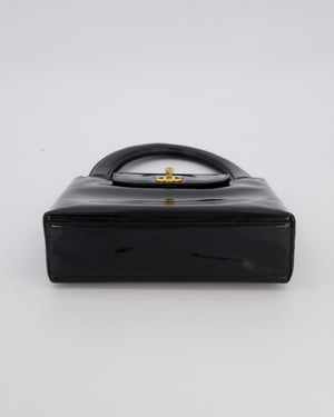 *RARE* Chanel Vintage Black Kelly Shopping Bag in Patent Leather with 24k Gold Hardware