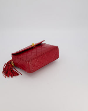 Chanel Red Vintage Diamond Quilted Camera Bag in Lambskin Leather with 24K Gold Hardware