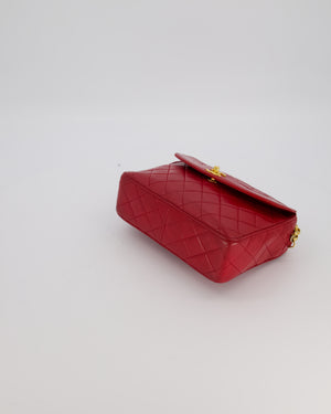 Chanel Red Vintage Diamond Quilted Camera Bag in Lambskin Leather with 24K Gold Hardware