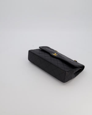 Chanel Vintage Black Medium Paris Double Flap Bag in Lambskin Leather with 24k Gold and Silver Hardware