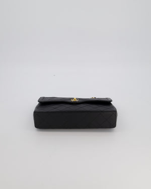 Chanel Vintage Black Medium Paris Double Flap Bag in Lambskin Leather with 24k Gold and Silver Hardware