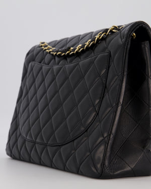 Chanel Black Maxi Classic Single Flap Bag in Lambskin Leather with Gold Hardware