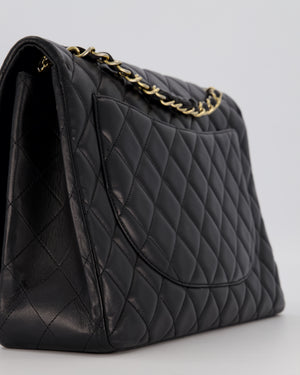 Chanel Black Maxi Classic Single Flap Bag in Lambskin Leather with Gold Hardware