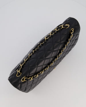 Chanel Black Maxi Classic Single Flap Bag in Lambskin Leather with Gold Hardware