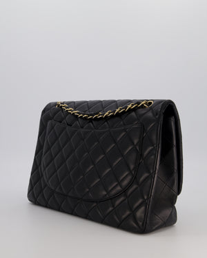 Chanel Black Maxi Classic Single Flap Bag in Lambskin Leather with Gold Hardware