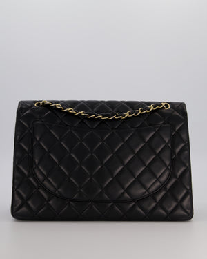 Chanel Black Maxi Classic Single Flap Bag in Lambskin Leather with Gold Hardware