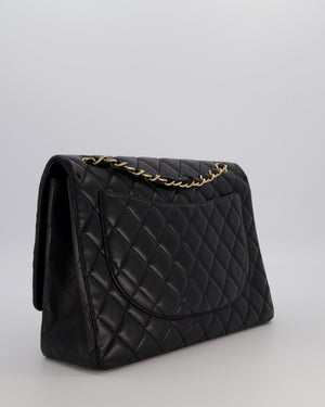 Chanel Black Maxi Classic Single Flap Bag in Lambskin Leather with Gold Hardware