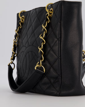 Chanel Black PST Petite Tote Bag in Caviar Leather with Gold Hardware