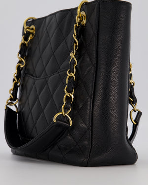 Chanel Black PST Petite Tote Bag in Caviar Leather with Gold Hardware