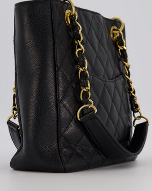 Chanel Black PST Petite Tote Bag in Caviar Leather with Gold Hardware