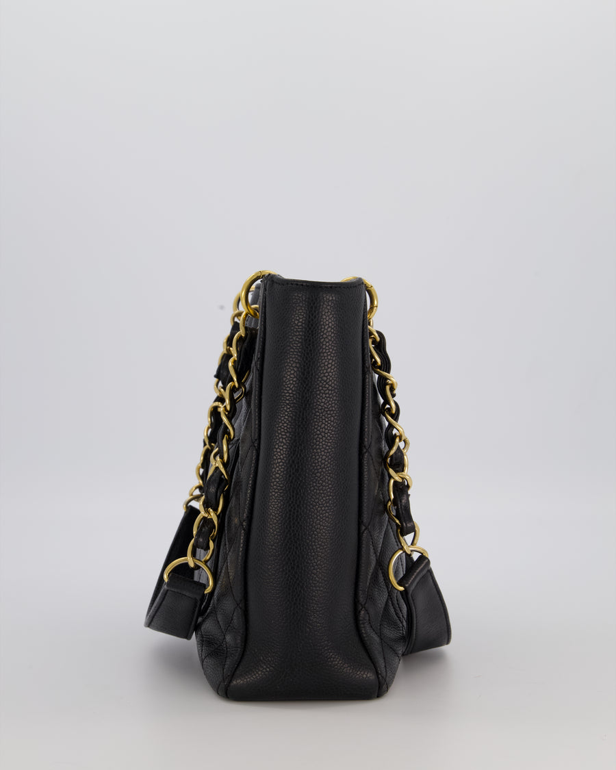 Chanel Black PST Petite Tote Bag in Caviar Leather with Gold Hardware