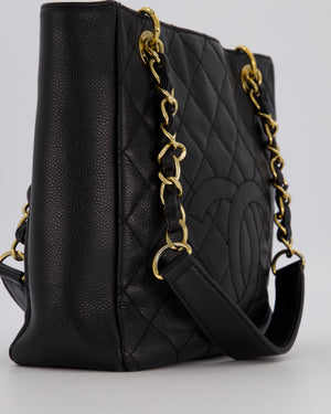 Chanel Black PST Petite Tote Bag in Caviar Leather with Gold Hardware