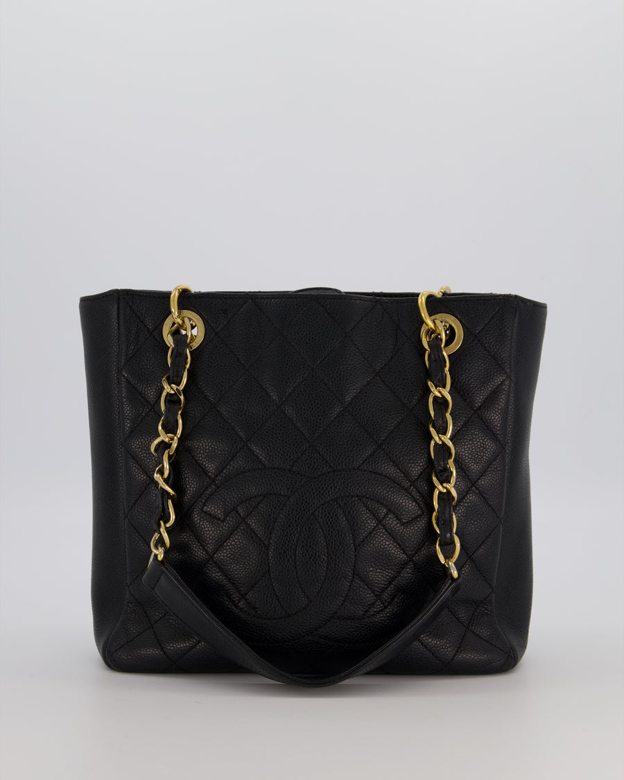 Chanel Black PST Petite Tote Bag in Caviar Leather with Gold Hardware