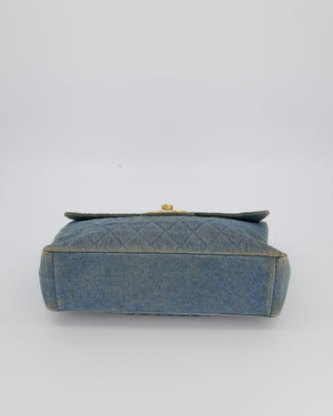 Chanel Vintage Denim Mademoiselle XL Jumbo Single Classic Flap Bag with 24K Gold Hardware