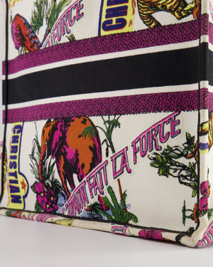 Christian Dior Fall 2023 Special Edition Multi-Colour Canvas Book Tote with Indian Animals Embroideries and Logo
