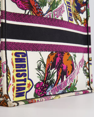 Christian Dior Fall 2023 Special Edition Multi-Colour Canvas Book Tote with Indian Animals Embroideries and Logo