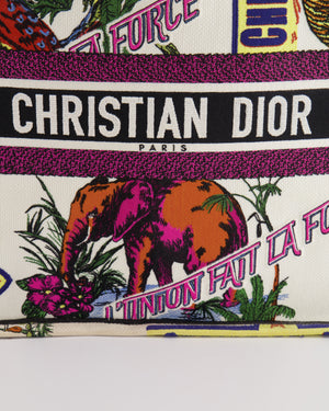Christian Dior Fall 2023 Special Edition Multi-Colour Canvas Book Tote with Indian Animals Embroideries and Logo