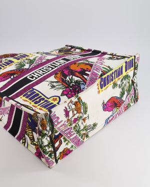 Christian Dior Fall 2023 Special Edition Multi-Colour Canvas Book Tote with Indian Animals Embroideries and Logo