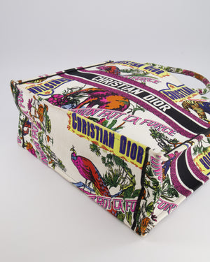 Christian Dior Fall 2023 Special Edition Multi-Colour Canvas Book Tote with Indian Animals Embroideries and Logo