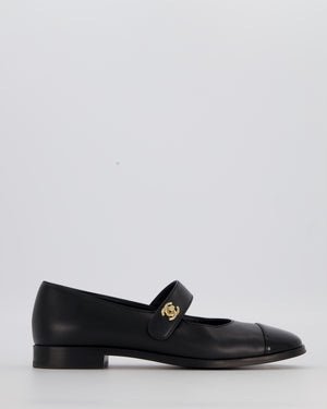 Chanel Black Patent Toe Mary Jane Shoes with CC Turn Lock Detail Size EU 37