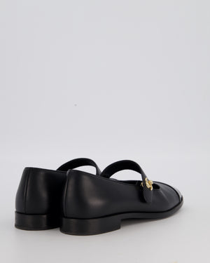 Chanel Black Patent Toe Mary Jane Shoes with CC Turn Lock Detail Size EU 37