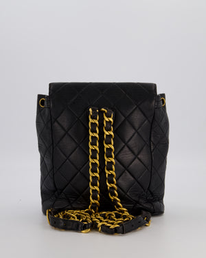 Chanel Black Vintage Mini Duma Backpack Bag in Lambskin Leather with 24K Gold Hardware