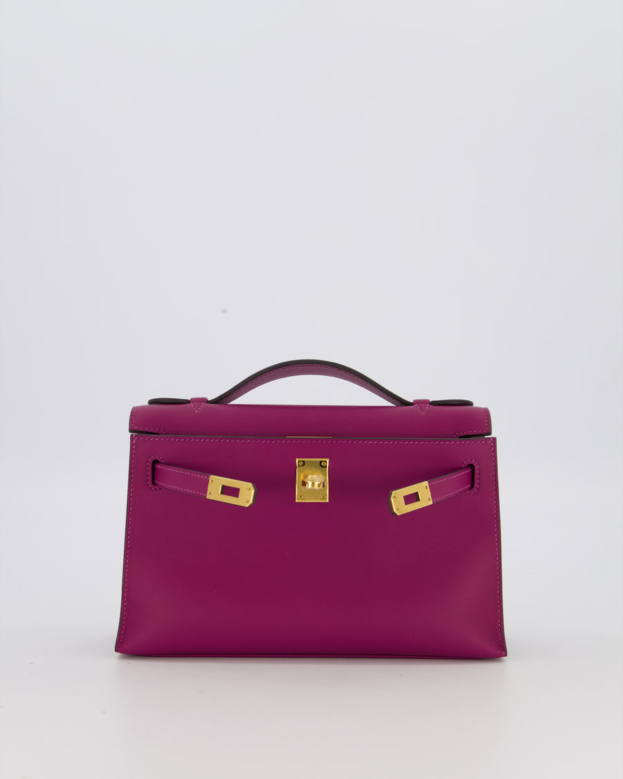 *RARE COLOUR* Hermès Kelly Pochette Bag in Anemone Swift Leather and Gold Hardware