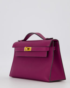 *RARE COLOUR* Hermès Kelly Pochette Bag in Anemone Swift Leather and Gold Hardware