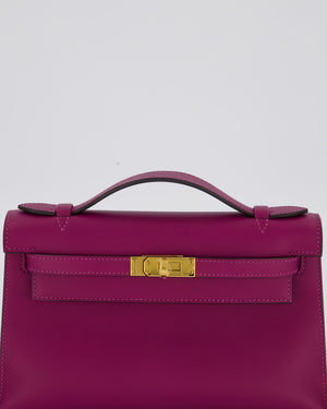 *RARE COLOUR* Hermès Kelly Pochette Bag in Anemone Swift Leather and Gold Hardware