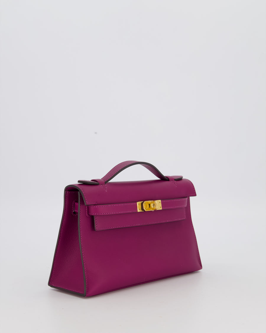 *RARE COLOUR* Hermès Kelly Pochette Bag in Anemone Swift Leather and Gold Hardware