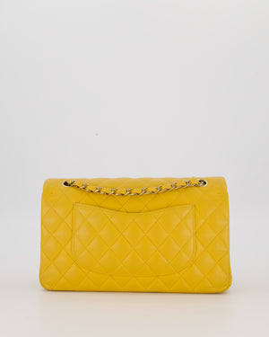 Chanel Amber Yellow Medium Classic Double Flap Bag in Caviar Leather with Champagne Gold Hardware