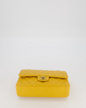 Chanel Amber Yellow Medium Classic Double Flap Bag in Caviar Leather with Champagne Gold Hardware