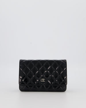 Chanel Black Wallet on Chain Bag with CC Logo in Patent Leather with Silver Hardware
