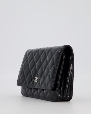 Chanel Black Wallet on Chain Bag with CC Logo in Patent Leather with Silver Hardware