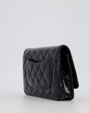 Chanel Black Wallet on Chain Bag with CC Logo in Patent Leather with Silver Hardware