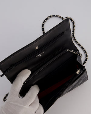 Chanel Black Wallet on Chain Bag with CC Logo in Patent Leather with Silver Hardware
