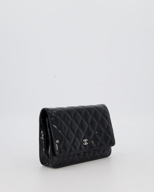 Chanel Black Wallet on Chain Bag with CC Logo in Patent Leather with Silver Hardware