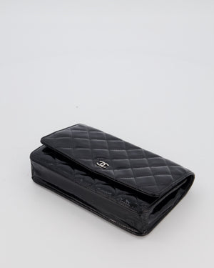 Chanel Black Wallet on Chain Bag with CC Logo in Patent Leather with Silver Hardware
