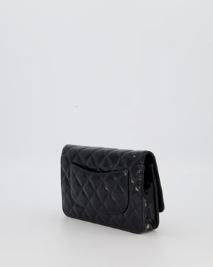 Chanel Black Wallet on Chain Bag with CC Logo in Patent Leather with Silver Hardware