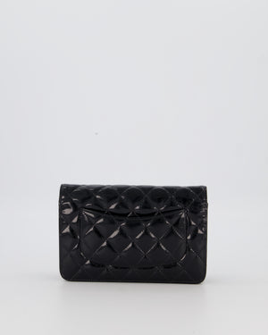 Chanel Black Wallet on Chain Bag with CC Logo in Patent Leather with Silver Hardware