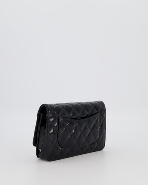 Chanel Black Wallet on Chain Bag with CC Logo in Patent Leather with Silver Hardware