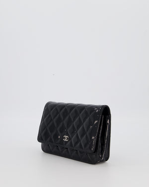 Chanel Black Wallet on Chain Bag with CC Logo in Patent Leather with Silver Hardware