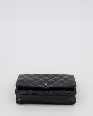 Chanel Black Wallet on Chain Bag with CC Logo in Patent Leather with Silver Hardware