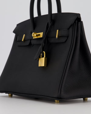 *RARE* Hermès Birkin 25 Retourne Bag in Noir Togo Leather with Gold Hardware