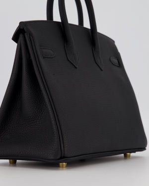 *RARE* Hermès Birkin 25 Retourne Bag in Noir Togo Leather with Gold Hardware