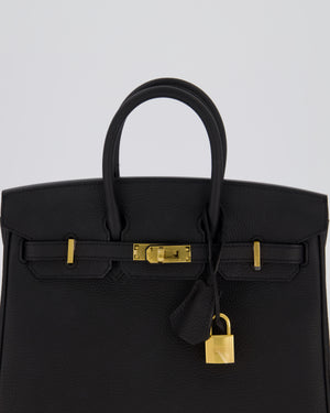 *RARE* Hermès Birkin 25 Retourne Bag in Noir Togo Leather with Gold Hardware