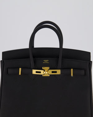 *RARE* Hermès Birkin 25 Retourne Bag in Noir Togo Leather with Gold Hardware