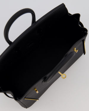 *RARE* Hermès Birkin 25 Retourne Bag in Noir Togo Leather with Gold Hardware