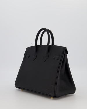 *RARE* Hermès Birkin 25 Retourne Bag in Noir Togo Leather with Gold Hardware